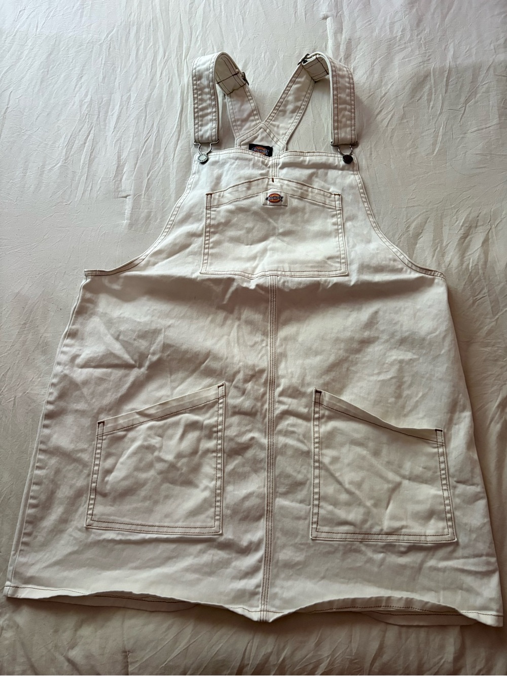Dickies Cream Canvas Overall Dress